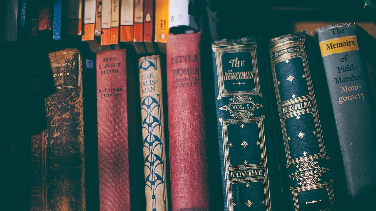Libros antiguos en una estantería